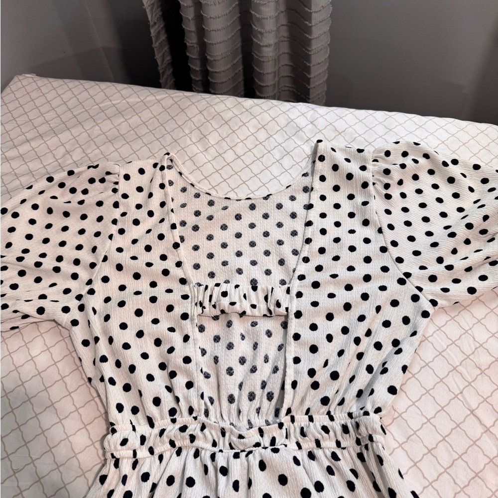 Zara Cream and Black Polka Dot Jumpsuit Size 13-14 (CM 164) - Picture 3 of 7